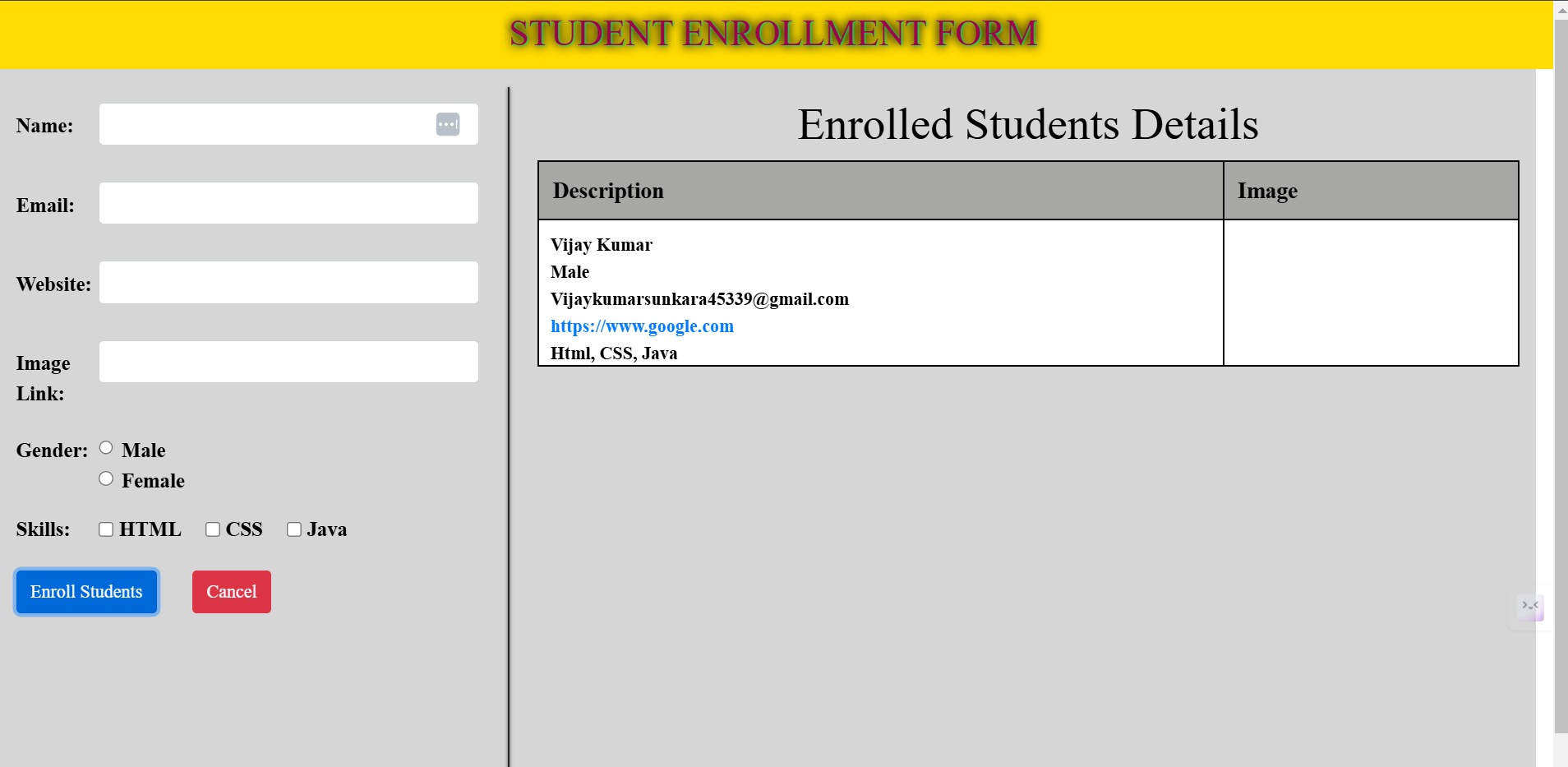 Student Form